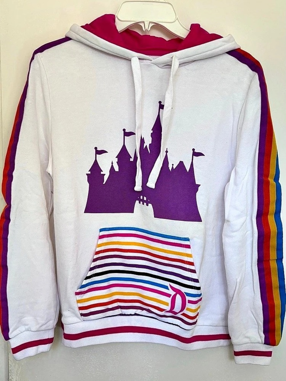 Disney Disneyland castle graphic hoodie Graphic Hoodie White Purple Size Medium